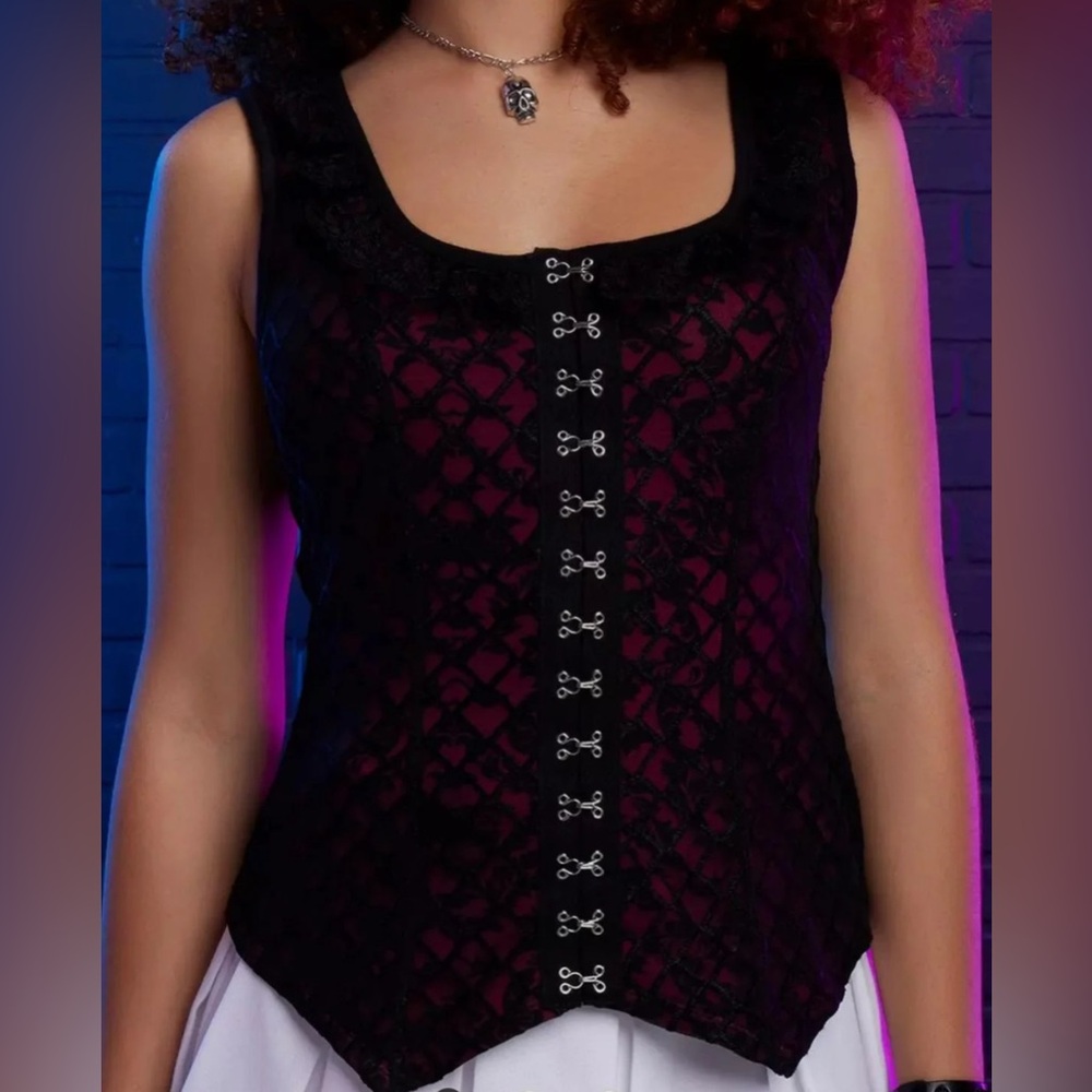 Hot Topic Monster High Lace Top Milkmaid Goth Medium Tank Corset